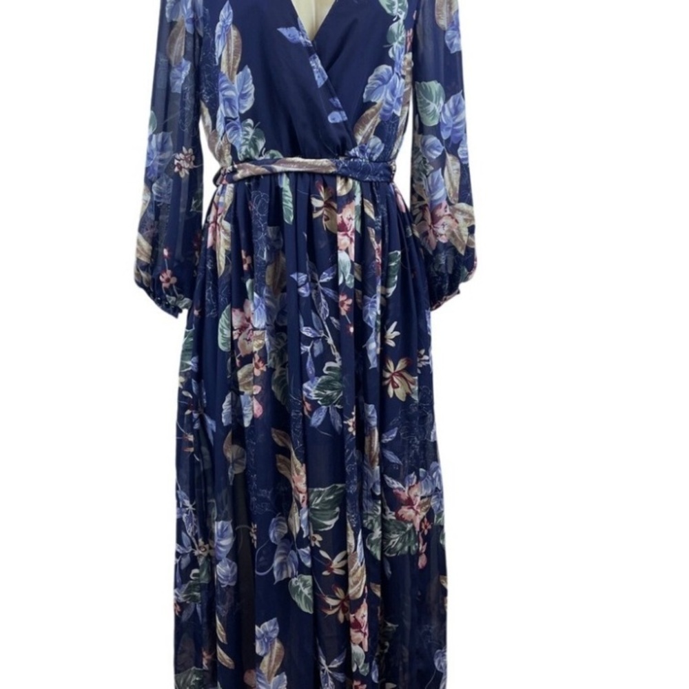 Miss Avenue Pink and Purple Wrap Sundress with Bishop Sleeves